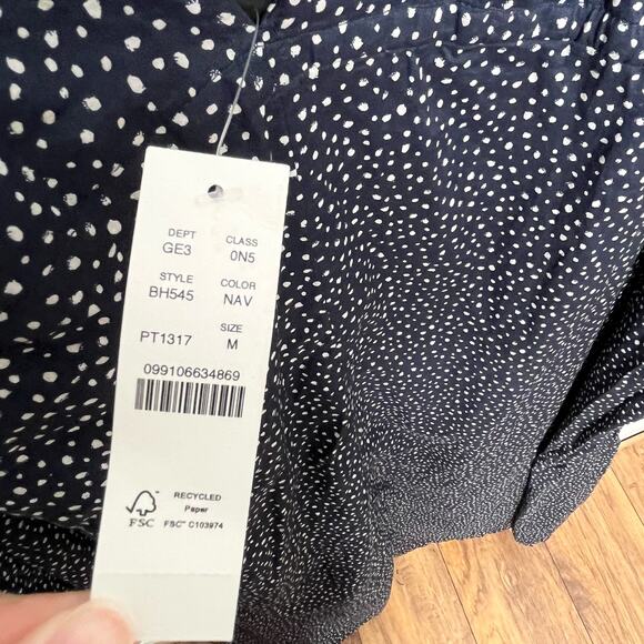 J. Crew Womens Maxi Dress Medium Navy Polka Dot Side Tie Beach Cover Up - Picture 7 of 12